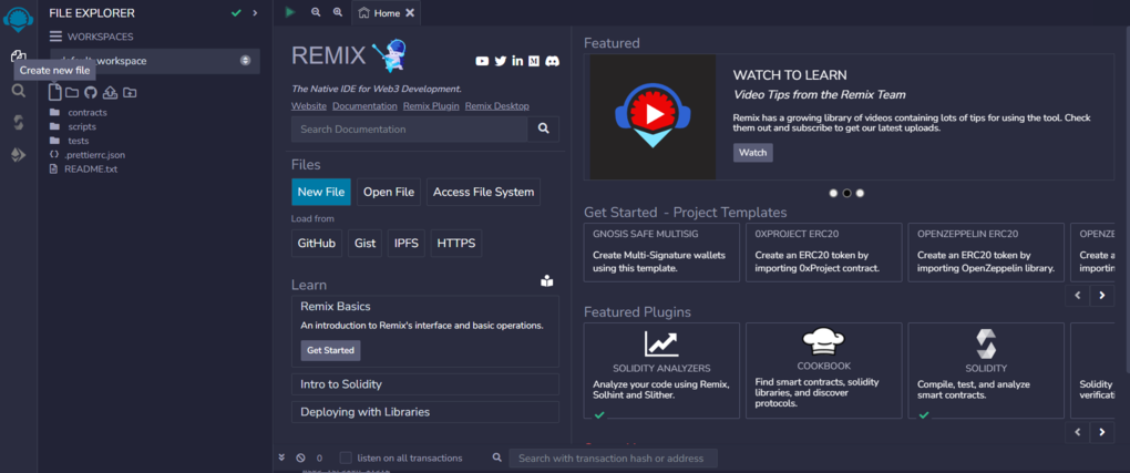 Робоче поле Remixethereum